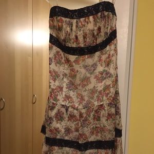 Nanette Lepore silk floral print strapless dress